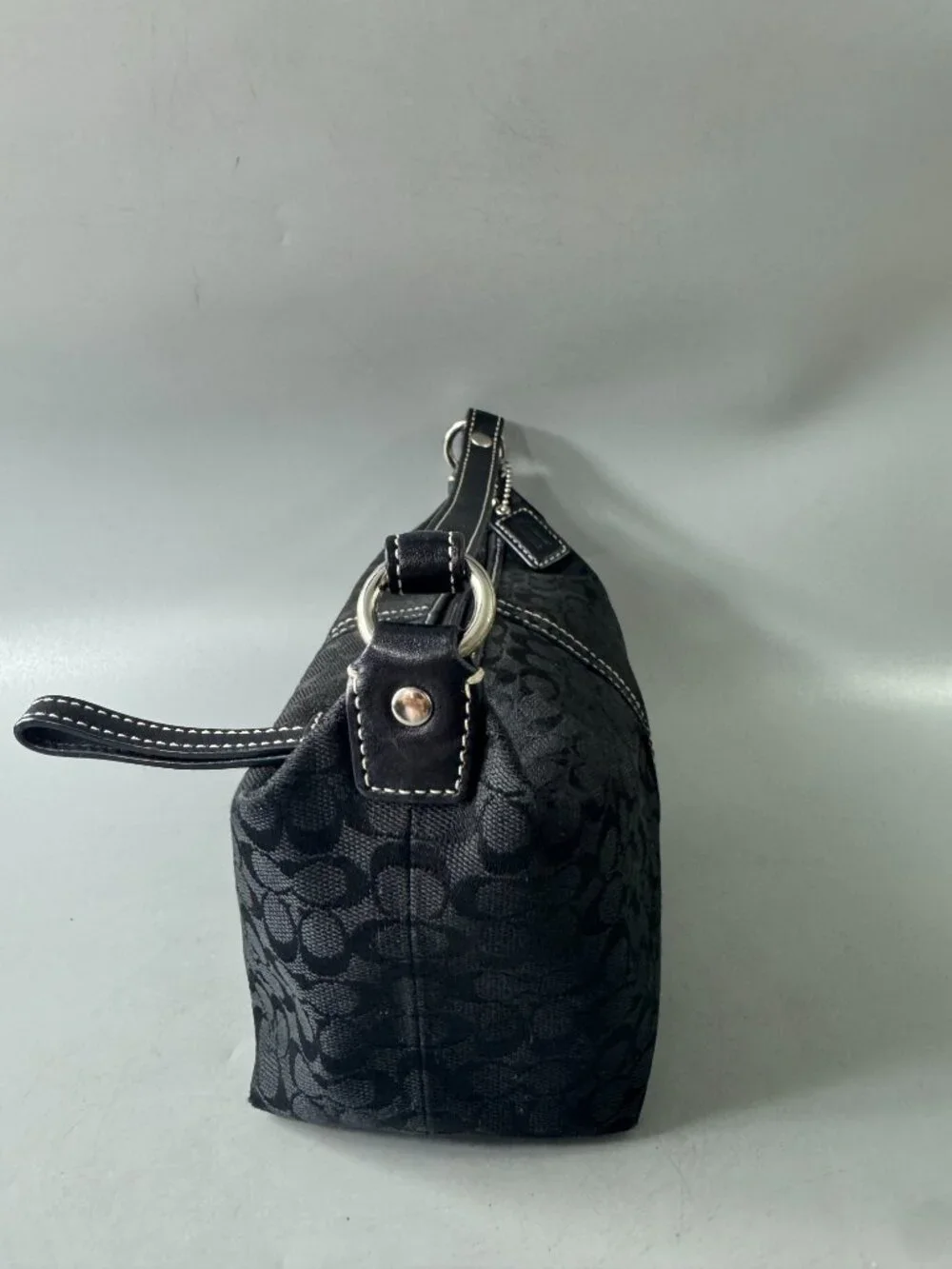 Authentic Vintage Coach Black Signature Jacquard Demi Bag